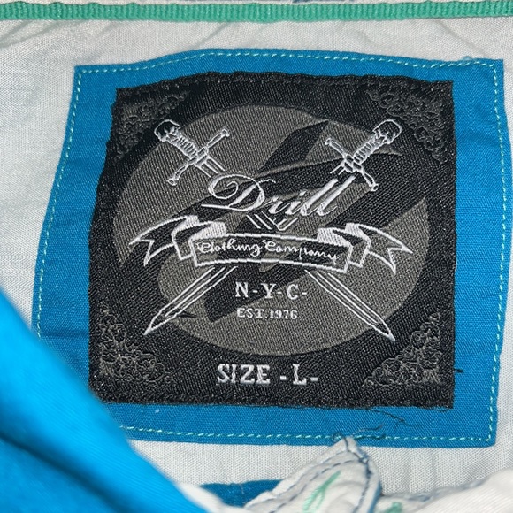 DRILL NYC blue men’s button-down shirt. Size L - Picture 5 of 16